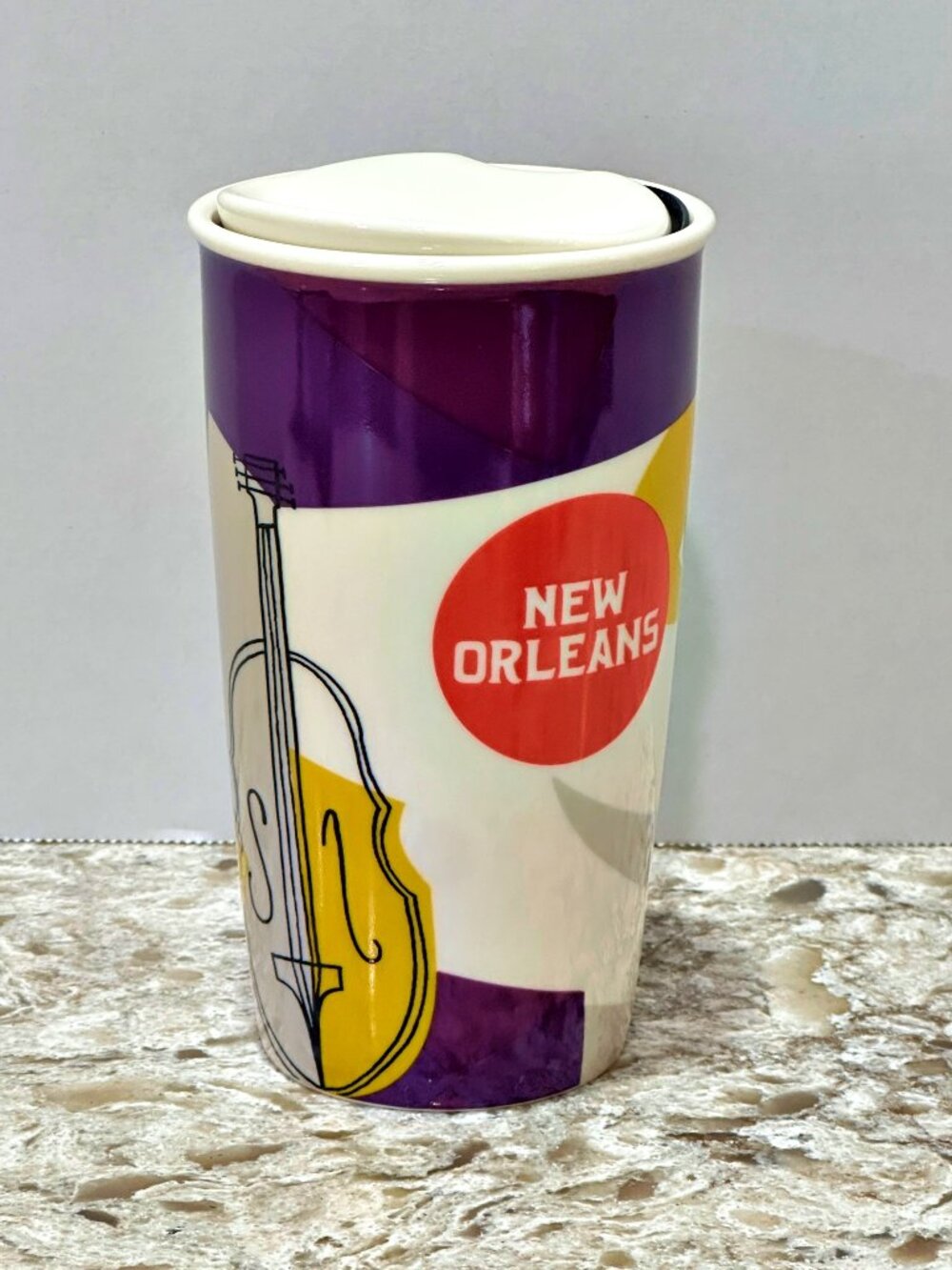 Starbucks 2015 New Orleans La Dot Collection Travel Tumbler with Lid 12oz Jazz
